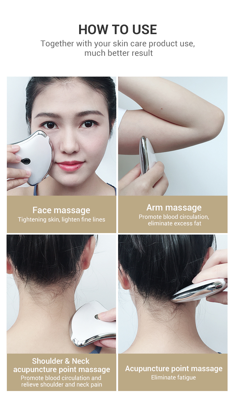 Ms.W Electric Gua Sha Board, Facial Massage tool with 45℃ Heat & Vibration, Scrapping Plate for Face Neck Leg
