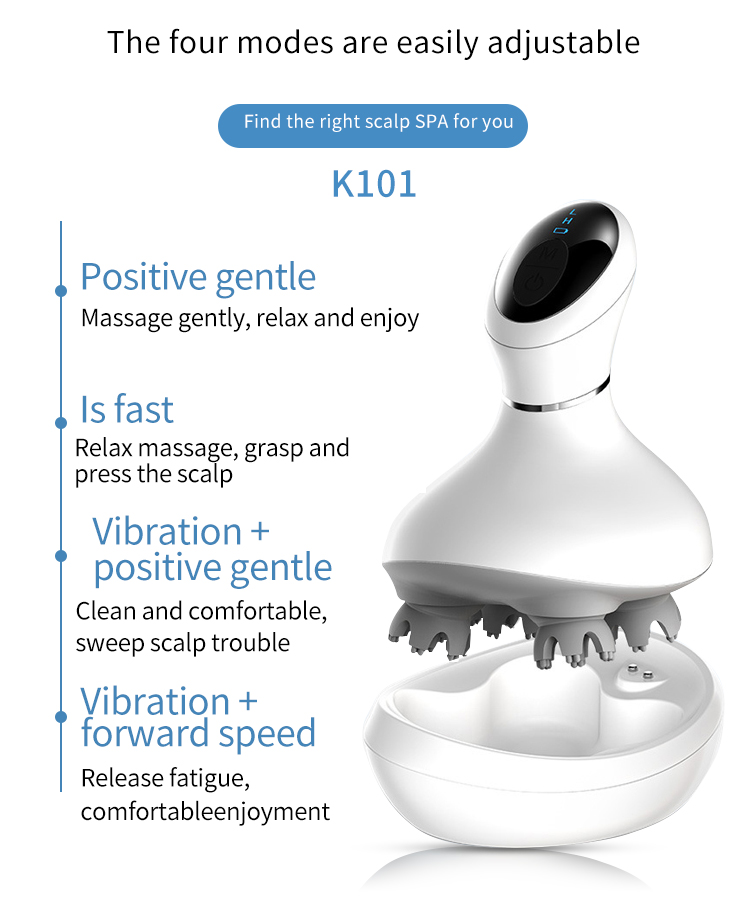 Intelligent head massager (vibration)，K101 product color: white product material: ABS + silica gel